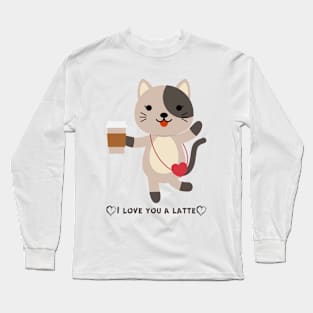 Cat drinking coffee Long Sleeve T-Shirt